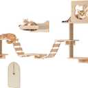 PETKABOO Cat Wall Shelves Cat Wall Furniture with Condo, Hammock, Scratching Pad, Platform and Ladder