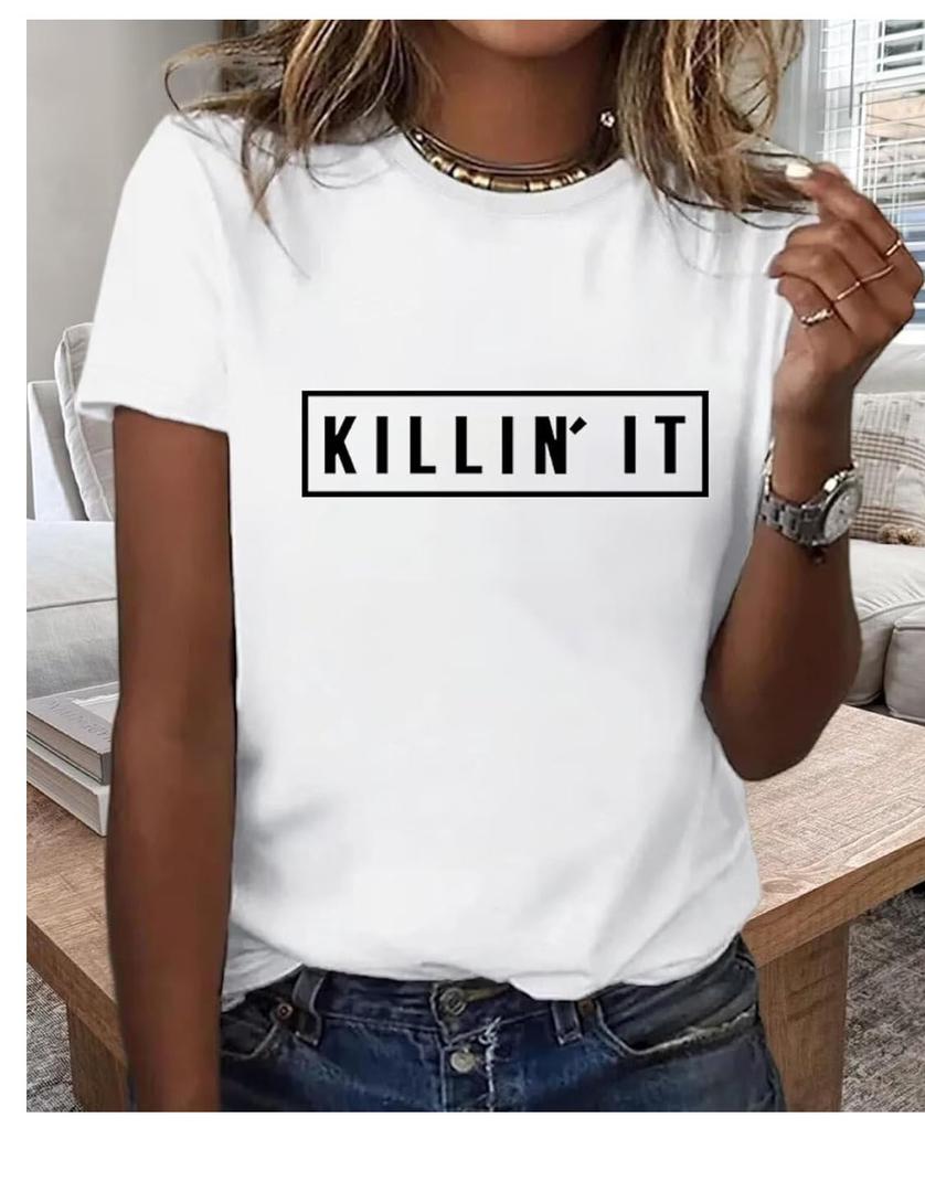 Women's Cute T Shirt Killin' IT Short Sleeve Tee Tops XXL