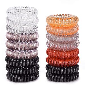 Hair Ties, 17 Pack Spiral Coils for Thick and Thin Hair - No Crease Ponytail Holders for Women and Children (Basic)
