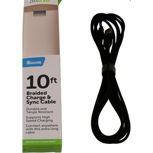 Cell Candy - Braided Charge & Charge Sync Cable - Micro-USB - 10 Foot 