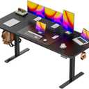 Huuger 63 x 28 Large Electric Standing Desk, Height Adjustable Computer Desk, 27.6" Deep Desktop, Stand up Gaming Office Table with 2 Hooks, 3 Preset Heights, for Home Office, Black