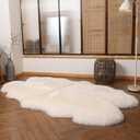 IRIWOOL Premium Genuine Fur Sheepskin Rug Real Australia Sheepskin Natural Luxury Fluffy Lambskin Fur Area Rug Seat Covers for Kids Bedroom Sofa Chair Cover (Creamy White, 4ft x 6ft)