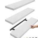 BAYKA White Floating Shelves for Wall, 22.5 inches Wall Mounted Rustic Wood Shelves for Bathroom, Bedroom, Living Room, Floating Shelves for Books/Storage/Decor (Set of 3)
