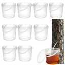 HFYZZ 10 Pack Maple Syrup Collection Buckets, 5 L Clear Plastic Maple Syrup Tapping Container with Lids for Experts or Beginners Maple Birch Syrup Collection Supplies (EXP 12/31/36)