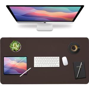 Vine Creations Leather Desk Mat Large 36" x 20", Desk Protector Mat, PU Leather Desk Pad, Non-Slip Large Mouse Pad, Desk Blotter, Desk Pads on Top of Desks, Office Desk Matt for Desktop (Dark Brown)