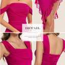 BeryLove Women's Summer Ruched Cocktail Party Dresses | Midi, Bodycon, Off the Shoulder, Ruffled, Club, Wedding, Formal WY001 Rose Red L (Pink, L)