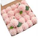 Floroom Artificial Dahlia Flowers 20pcs Real Looking Blush Foam Fake Roses with Stems for DIY Wedding Bouquets Pink Bridal Shower Centerpieces Floral Arrangements Party Tables Home Decoration