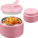 13.5oz Soup Thermo for Hot Food Kids with Buckle Lid Insulated Vacuum Food Jar Wide Mouth Leakproof Stainless Steel Lunch Container- Pink