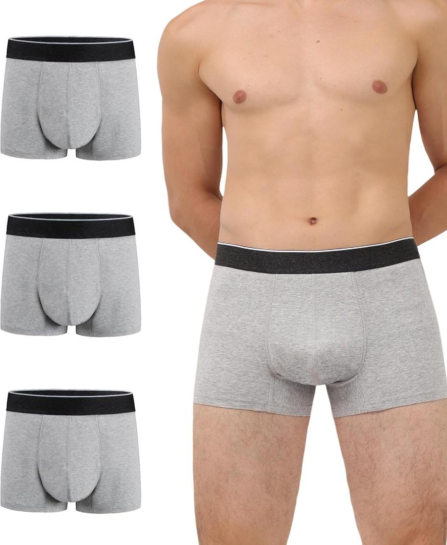 Incontinence Protective Underwear for Men Washable Bladder Leak Proof Boxer Brief 60 ml Absorbency Trunk 3 Pack (3 Gray, 2XL) (XX-Large)