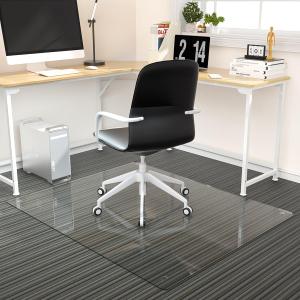 Tempered Glass Floor Mat for Office Chair, 36" x 46" Heavy Duty Hard Office Chair Mat, for Carpeted or Hard Floor, with 4 Anti-Slip Pads, Transparent, 46x36
