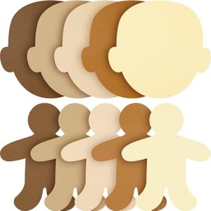 Containlol 100 Pcs Multicultural Faces People Cutouts for Crafts 5.5 Inch Blank Multicultural Skin Color Paper Cutouts Construction Card stock for Bulletin Board Classroom Teacher Art Project Supplies