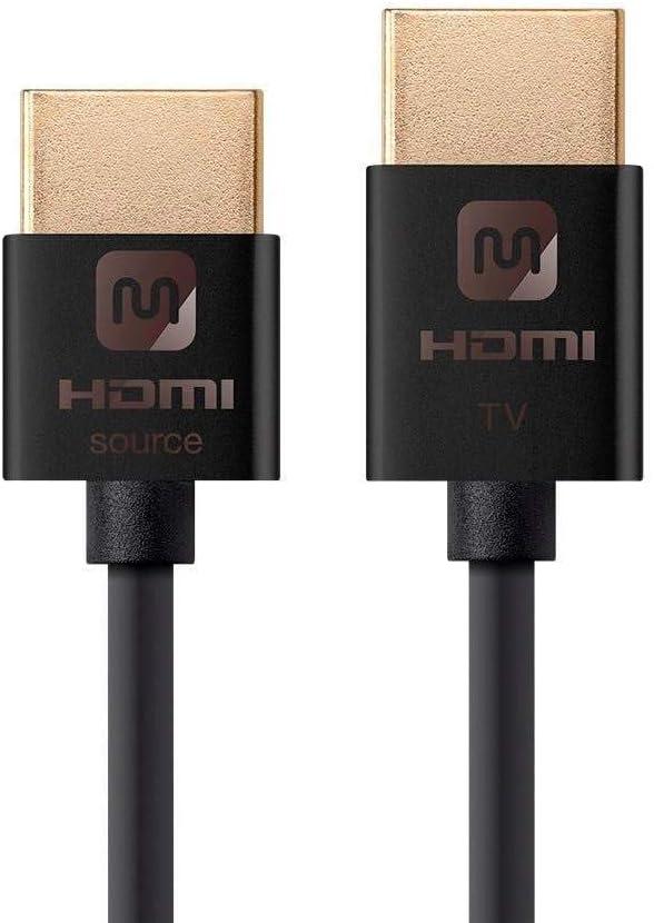 Monoprice HDMI High Speed Active Cable - 4K@60Hz, HDR, 18Gbps, YUV 4:4:4, 36AWG, 10 Feet, Black - Ultra Slim Active Series