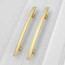 homdiy 10 Pack Solid Heavy Duty Zinc Alloy Cabinet Handles, Brushed Gold Cabinet Pulls, 5 Inch Hole Center Arch Drawer Pulls Modern Hardware for Kitchen Bathroom Cupboard