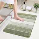 COSY HOMEER Bathroom Rugs 24"x17", Ultra Soft Absorbent Bath Mat with Non-Slip TPR Backing, Machine Washable Shaggy Rug for Bathroom Floor, Green