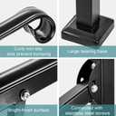 Handrails for Outdoor Steps, Fit 2 or 3 Steps Outdoor Stair Railing, Black Wrought Iron Handrail Handrails for Concrete Steps or Wooden Stairs (2-3 Step Vertical Rect)