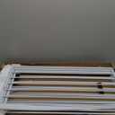 Vantas Folding No-Assembly Metal Pet Gate 80" Wide, 32" Extra Tall Dog Gate with Door Walk Through, Freestanding Accordion Puppy Gate Dog Door for Indoor & Outdoor, with 2PCS Support - White