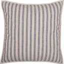Piper Classics Market Place Blue Ticking Stripe Quilted Euro Sham, 26" x 26", Farmhouse Style Bedding in Blue & Natural Cream