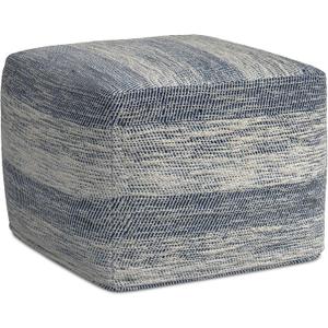 SIMPLIHOME Clay Square Pouf - 18 inch Wide Upholstered Cotton Ottoman in Patterened Teal Melange, Boho Footstool, Decorative Cube Pouf or Extra Seating for Living Room or Bedroom, Assembled, 18"D x 18"W x 14"H