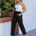 Lasjixion Women Linen Pants Capri Pants Petite Loose Fit Elastic Drawstring Pajama Summer Beach Vacation Pants for Women, Size 2XL