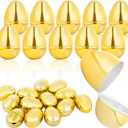 NJN 24Pcs 80mm/3.15inch Big gold eggs, Golden easter eggs, Plastic easter eggs perfect for easter egg hunt, metallic empty Surprise egg