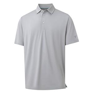 M MAELREG Mens Golf Shirts Moisture Wicking Dry Fit Business Casual Stretch Jacquard Short Sleeve Golf Polo Shirts for Men (Light Grey, XXXL)