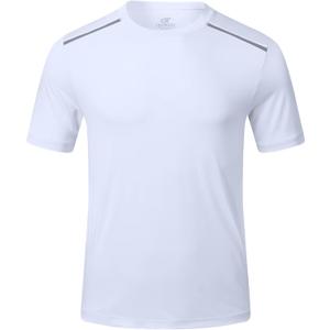 Yundobop Men's Athletic Workout T-Shirt Breathable Short Sleeve UPF 50+ Running Tee (White, S)
