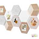12'' Large Hexagon Cork Board Tiles – 10 Pack Adhesive Frameless Bulletin Board for Office & Home Wall Decor, Vision Board with 35 Push Pins, Decorative Pin Board for Photos & DIY