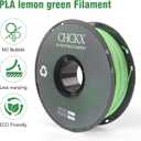 PLA 3D Printer Filament, Dimensional Accuracy +/- 0.02 mm, 1 kg Spool(2.2lbs), 1.75 mm, Lemon Green
