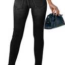 Women's Mid Waisted Jeans Trendy Distressed Stretch Ripped Butt Lift Denim Pants (Pack of 2) (Black, XL)