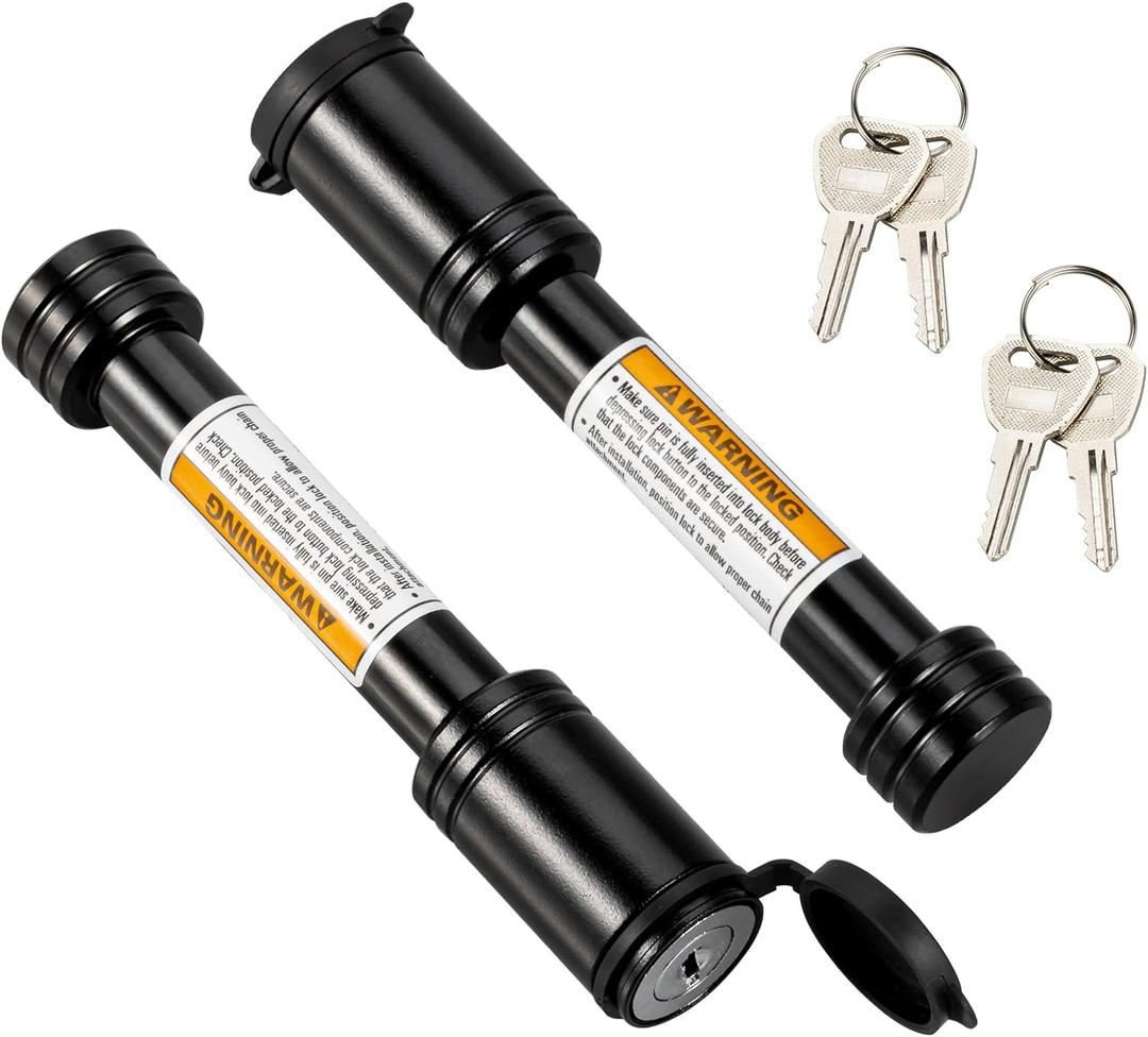 TOPSHINE Black Hitch Pin Lock, 5/8" Dia Trailer Hitch Looking Pin with Keys Keyed Alike for 2 inch Receiver