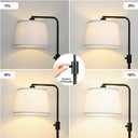 Upgraded Dimmable Floor Lamp, 1000 Lumens LED Edison Bulb Included, Arc Floor Lamps for Living Room Modern Standing Lamp with Linen Shade, Tall Lamp for Bedroom Office Dining Room- Black