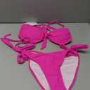 Women's Knot Twist Halter Bikini Sets, 2 Piece Double Straps Tie Back Triangle Bottoms Swimwear Bathing Suits Small, Hotpink