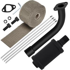 SOFO Exhaust Header Pipe Muffler Kit - for Predator 212 Performance Parts for 196cc 224cc 200cc GX160 GX200 6.5HP Engine Coleman CT200u BT200X KT196 Baja MB200 GX160 GX200 Go Kart Mini Bike with Heat (Black)