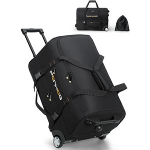 Ponhog 25 Inch Duffle Bag with Wheels and Handle for Men - Water Resistant Wheeled Duffle Bag for Weekend Travel & Overnight Trips, Black, 25 inch standard