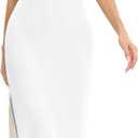JLCNCUE Women's Tube Strapless Maxi Dress Side Slit Bodycon Dresses Sleeveless Off Shoulder Backless Cocktail Dress 295 (White, S)