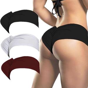 Women's Sexy Sports Briefs Ruched Butt Lifting Panties Half Back Soft Active Yoga Underwear 3 Pack, Size -S