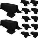 Pesonlook 12 Pack Black Polyester Tablecloth-90 x 156 Inch Black Rectangle Tablecloth for 8 Ft Rectangle Tables, Washable Fabric Table Cover for Wedding/ Buffet Party/ Dining Table/ Events