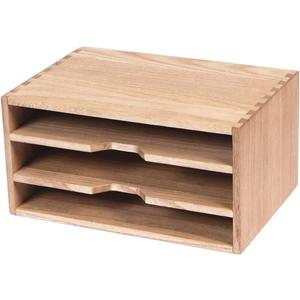 DDYURI 3-Tier Paper Storage Letter Tray File Sorter - Wood Desktop Document Organizer Holders with Mail Sorter, School & Home Magazine File Dividers, Book Rack Shelf Stand for HD-SJ3K (Light)