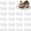 24 Pieces 8 Inch Disposable Cake Containers with Lids Plastic Serving Tray Clear Platters with Clear Lids Round Disposable Cake Holder for Storing Party Takeout Food Catering Display (White)