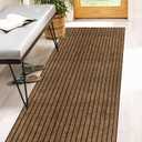 2' x 6' Runner Rugs with Rubber Backing, Indoor Outdoor Utility Carpet Runner Rugs, Stripe Brown, Can Be Used as Aisle for The RV and Boat, Laundry Room and Balcony