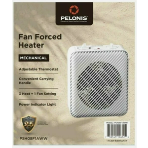 Pelonis PSH08F1AWW 1500W 3-Speed Electric Fan-Forced Space Heater, White