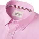Alimens & Gentle Mens Solid Oxford Shirt Long Sleeve Dress Shirt Work Casual Button Down Shirts with Pocket (Pink), M