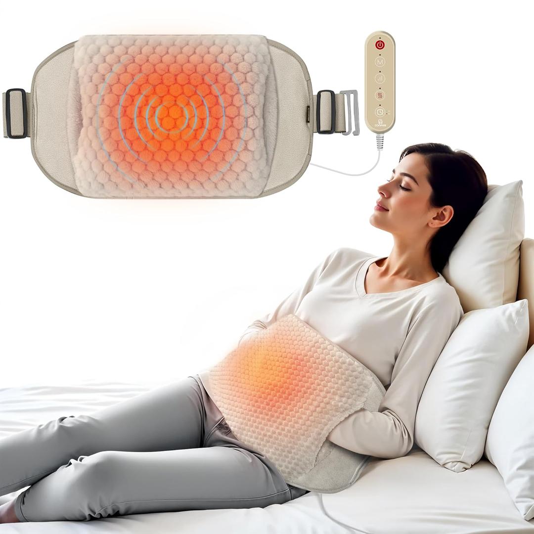 COMFIER Heating Pad for Back Pain Relief,Lower Back Massager with Heat with Hand Warmer Pocket,Extra-Large Size 61",Back Heating Pad for Period Cramps,Fast Heat Pad (Yellow)