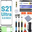 Tpyag Screen Replacement for Samsung Galaxy S21 Ultra,Replacement Screen for Galaxy S21 Ultra Series 6.8 inch,Screen Repair Kit with Waterproof Adhesive(NO OLED & Touch Digitizer)