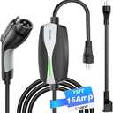 Level 1/2 EV Charger, 16Amp Electric Car Charger 25FT Cable with NEMA 6-20 Plug and NEMA 5-15 Adapter, Home Mobile EV Charging Station for J1772 BEVs/PHEVs 110V-240V(Black)
