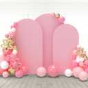 Babenest Dusty Pink Wedding Arch Cover Set of 3, Spandex Fitted Arch Backdrop Cover for Photo, Round Top Chiara Stand Cover for Party Birthday Baby Shower Background Decoration 6.6FT/7.2FT/8FT