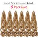 6packs French Curl Braiding Hair 24 Inch Loose Wave Bouncy Braiding Hair Pre Stretched 100g/pack Yaki Curly Hair for Black Women Hair Extensions (#27)