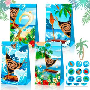 JeVenis Moana Party Favor Bags Treats Sweets Goodies Candy Boxes Gift Boxes Bags Supplies for Birthday Baby Shower Bridal Shower, 12 Pcs