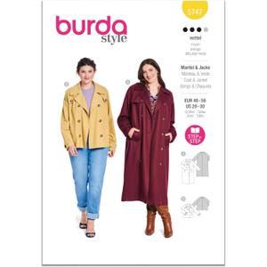 Burda X05747BURDA Misses' Loose-Fitting Jacket and Lined Trench Coat Sewing Pattern Packet, Design Code B5747, Sizes 20-30 (46-56)