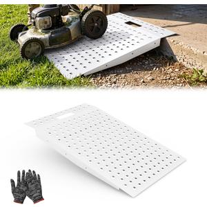 1 Pack Metal 36" L x 24" W Shed Ramp for Riding Mower & Equipment | White
